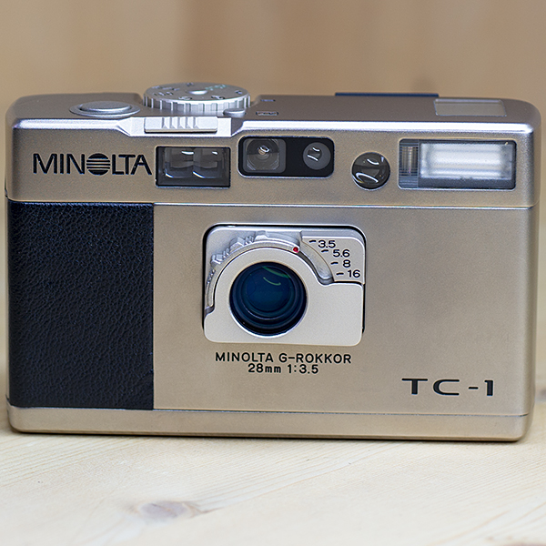 미놀타 Minolta TC-1 35mm Point & Shoot Film Camera G-ROKKOR 28mm 1:3.5 (케이스,스트랩)/95%