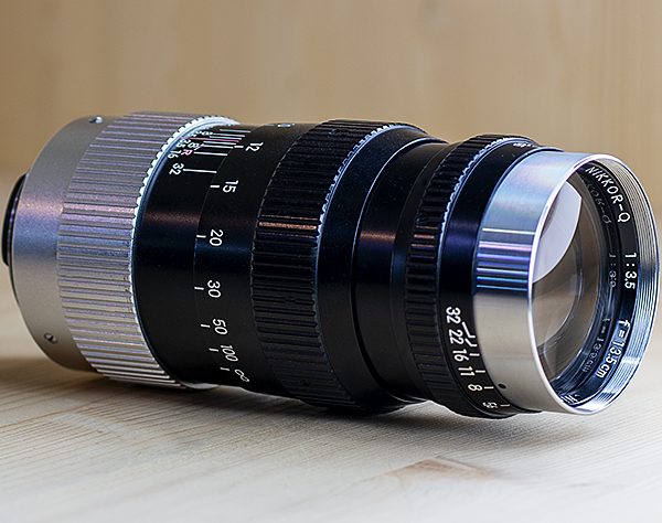 니콘 Nikon Nikkor-Q f=13.5cm 1:3.5 L39마운트.후드.화인더/95%
