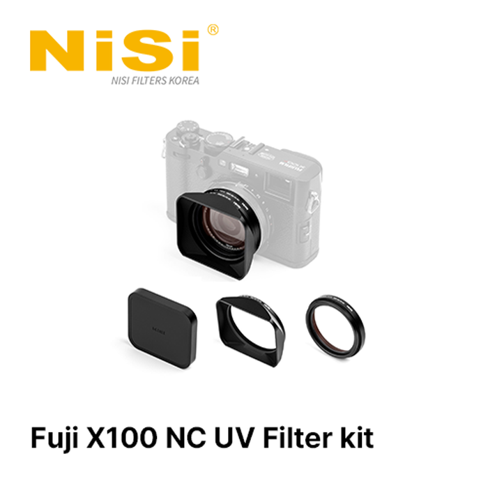 니시 NiSi Filters Fuji X100 NC UV 필터 킷 &ndash; NiSi NC UV Filter, Lens Hood and Cap kit for Fuji X100 Series | X100 Series NC UV Filter with 49mm Filter Adaptor, Metal Lens Hood and Lens Cap for Fujifilm X100 series/블랙