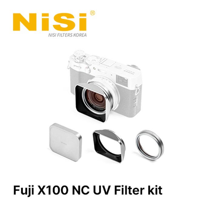 니시 NiSi Filters Fuji X100 NC UV 필터 킷 &ndash; NiSi NC UV Filter, Lens Hood and Cap kit for Fuji X100 Series | X100 Series NC UV Filter with 49mm Filter Adaptor, Metal Lens Hood and Lens Cap for Fujifilm X100 series/블랙