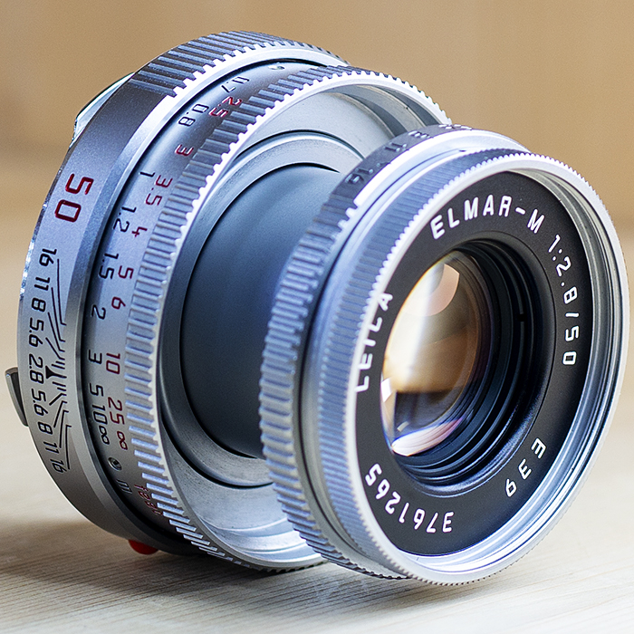 라이카 Leica Elmar-M 50mm F2.8 E39 Silver Collapsible (12549 후드포함)/97%