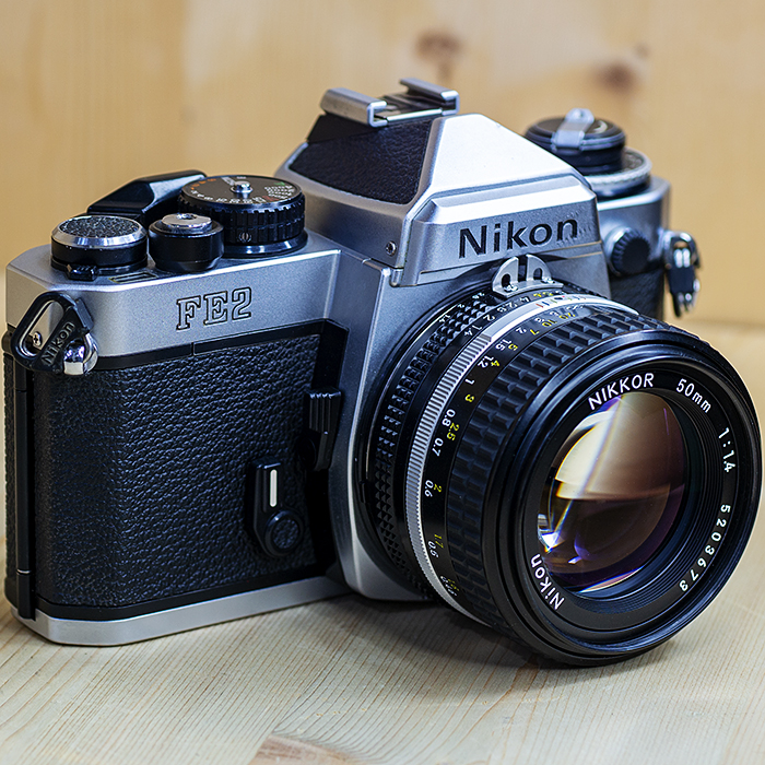 니콘 Nikon FE2 Body SLR Film Camera+MF NIKKOR 50mmF1:1.4ais.스트렙.필타 /95%