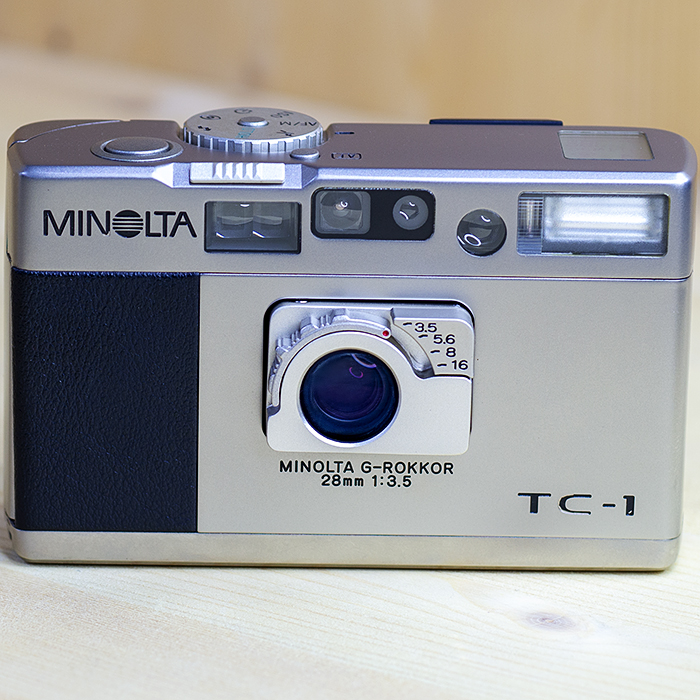 미놀타 Minolta TC-1 35mm Point & Shoot Film Camera G-ROKKOR 28mm 1:3.5 (박스세트 케이스,스트랩)/98%