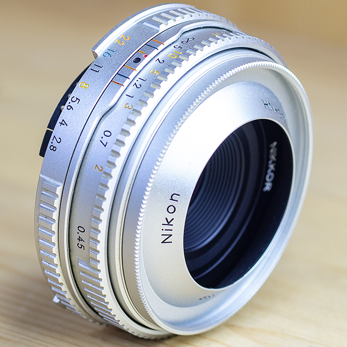 니콘 Nikon MF NIKKOR 45mm 1:2.8 P Silver (박스세트.후드,UV필타포함)/98%