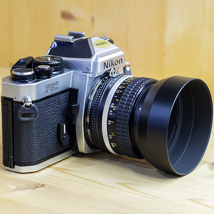 니콘 Nikon FE2 Body SLR Film Camera+MF NIKKOR50mmF1:1.4ais(후드.스트렙.필타)/97%